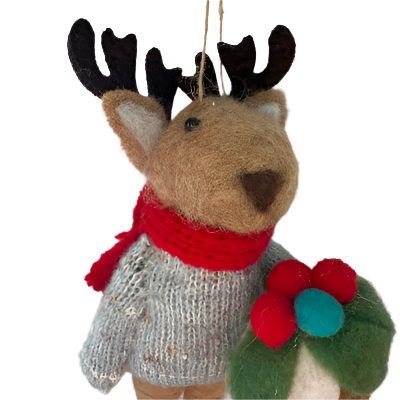 Christmas Felted Decoration - Figgy Pudding Reindeer