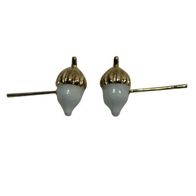 Pony Lane White Acorn Earrings