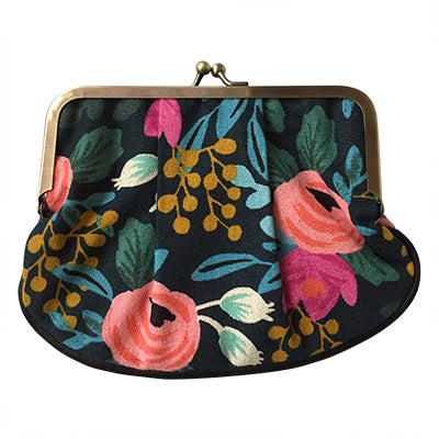 Rifle Paper Co Floral Pleat Coin Purse in Black