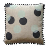 Many moons linen with mint and black dots cushion cover