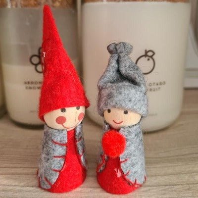 Scandi Wooden and Felt Angels Christmas Decoration - Ruddy Red Cheeks