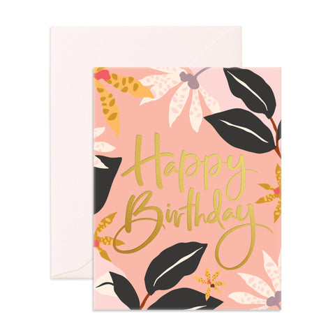 Fox & Fallow card - Happy Birthday (Orchids)
