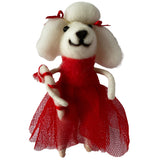 Christmas tutu wearing poodle with candy cane