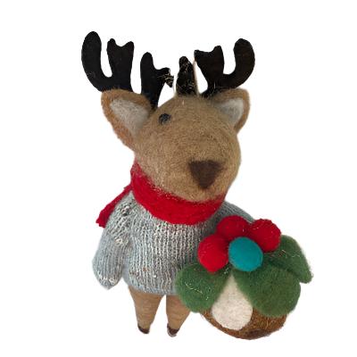 Felted Christmas Decoration Figgy pudding reindeer 