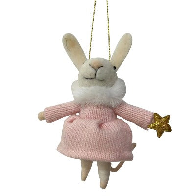 Christmas Felted Decoration - Cute Mouse with Gold Star
