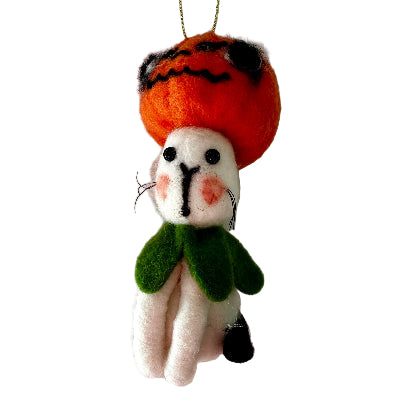 Plush toy fox head on a white background