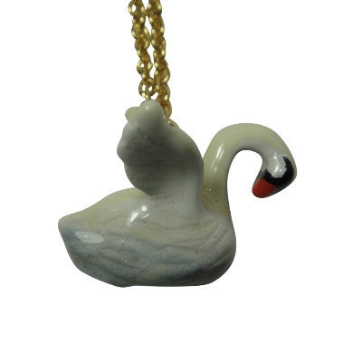 Pony Lane Swan Necklace with gold chain