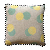 Many moons linen with mint and yellow dots cushion cover