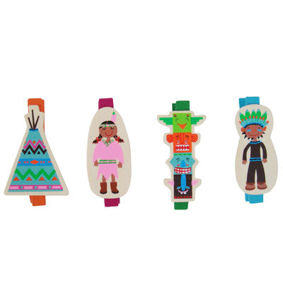 Pony Lane Children's Wooden Pegs Indian Theme