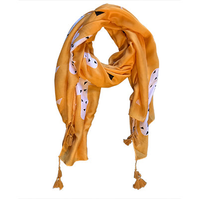 Yellow Cactus Scarf with Tassels