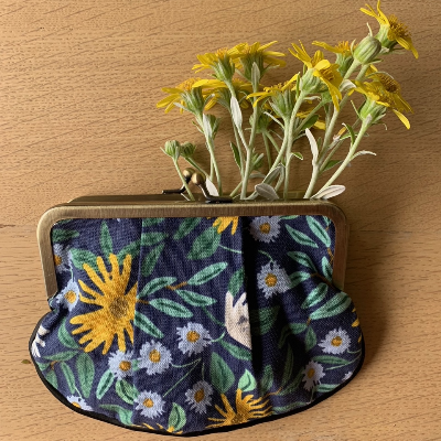 Rifle Paper Co Daisy Fields Blue Pleat Coin Purse