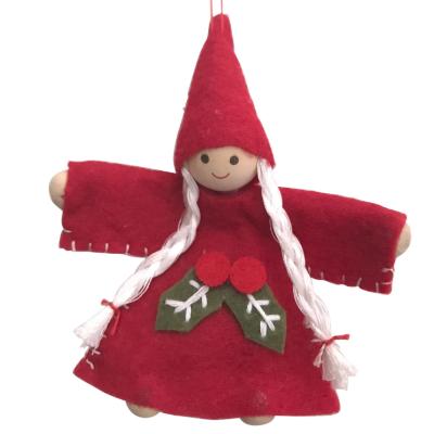 Scandi Wooden and Felt Angel Christmas Decoration - Holly