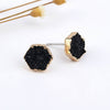 Black Druzy Quartz Hexagon Stud Earrings | Pony Lane