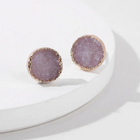 Round Druzy Earrings