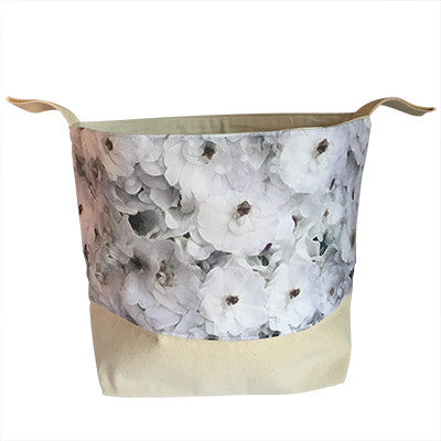 Pony Lane fabric basket white flowers