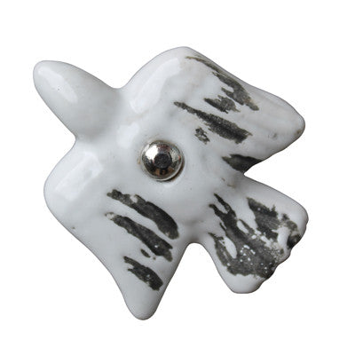 Pony Lane Rustic White Bird Ceramic Drawer Knob