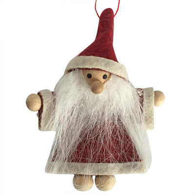 Scandi Wooden and Felt Santa Christmas Decoration