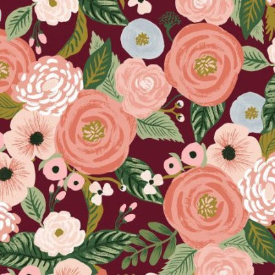 Rifle Paper Co Juliet Rose in Burgundy Pleat Coin Purse