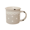 Pony Lane Polka Dots & Lace Mug in Dove Grey