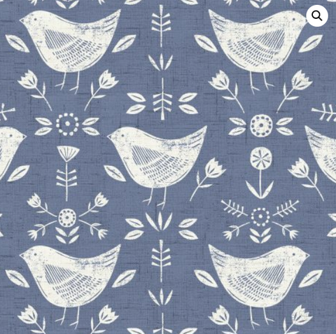 Oil Cloth Reusable Lunch Bag - Dainty Denim Birds