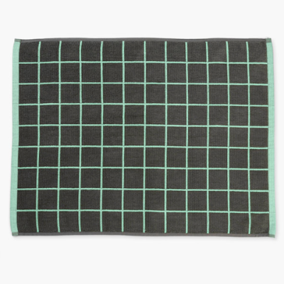 Aura home mint and grey lattice bath mat