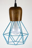 Wooden Light Pendant with Coloured Diamond Cage
