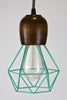 Wooden Light Pendant with Coloured Diamond Cage