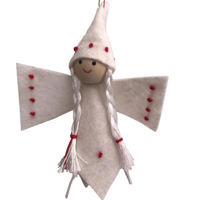 Scandi Wooden and Felt Angel Christmas Decoration - Stitches