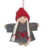 Scandi Wooden and Felt Angel Christmas Decoration - Grey Christmas Girl