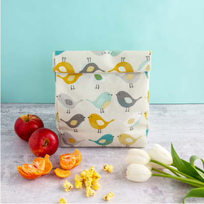 Oil Cloth Reusable Lunch Bag - Scandi Birds