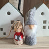 Scandi Wooden and Felt Elf Christmas Decoration - Grey